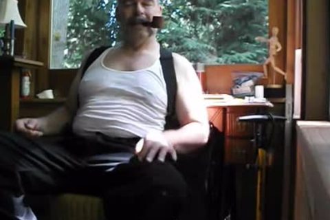 Enjoying A Pipe, Stripping Down To My underclothing And bare Feet. PG-rated.