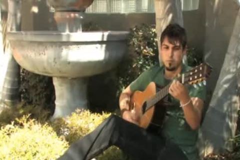 Guitar Playing pretty boy Jerks Off His Latino rod