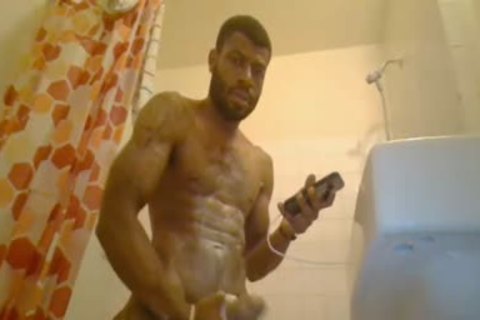 black chap jerking off With His large cock