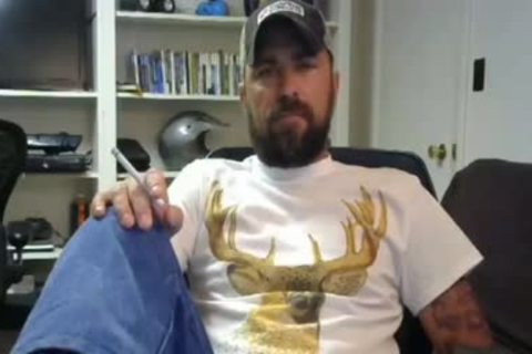 daddy, Bearded man Jerks Off In Live