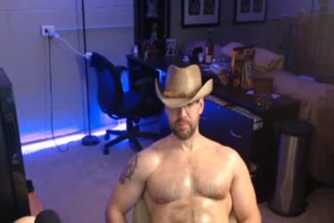 Cowboy man stroking With His big weenie In Live