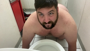 I enter A Gas Station Toilet And lick And engulf The Toilet And The Floor