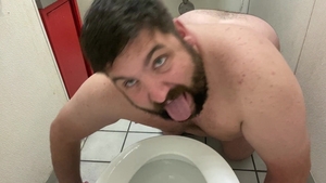 I enter A Gas Station Toilet And lick And engulf The Toilet And The Floor