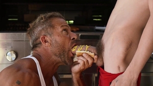 MEN.com: Slim Joey Mills giving head for big dick outdoors