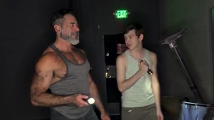 Hard slamming next to athletic hunk