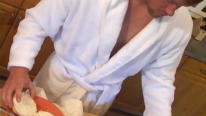 Next Door Male: Sitting Down To Stroke His Big Cock