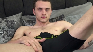 Big dick stretches his hand tight here